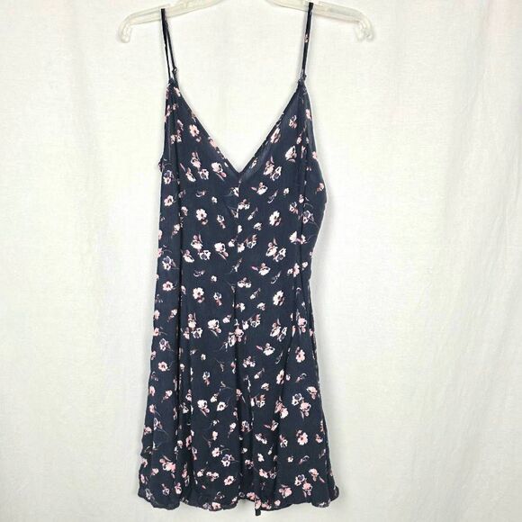American Eagle Outfitters Navy Floral V-Neck Dress Size 10 - Picture 2 of 8